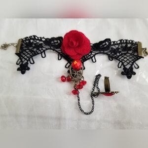 Black Lace and Rose Slave Bracelet Brand New in Box